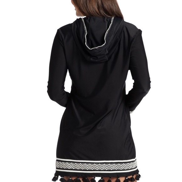 Cabana life Black Hooded swim cover up with Tassel Trim - Picture 10 of 10